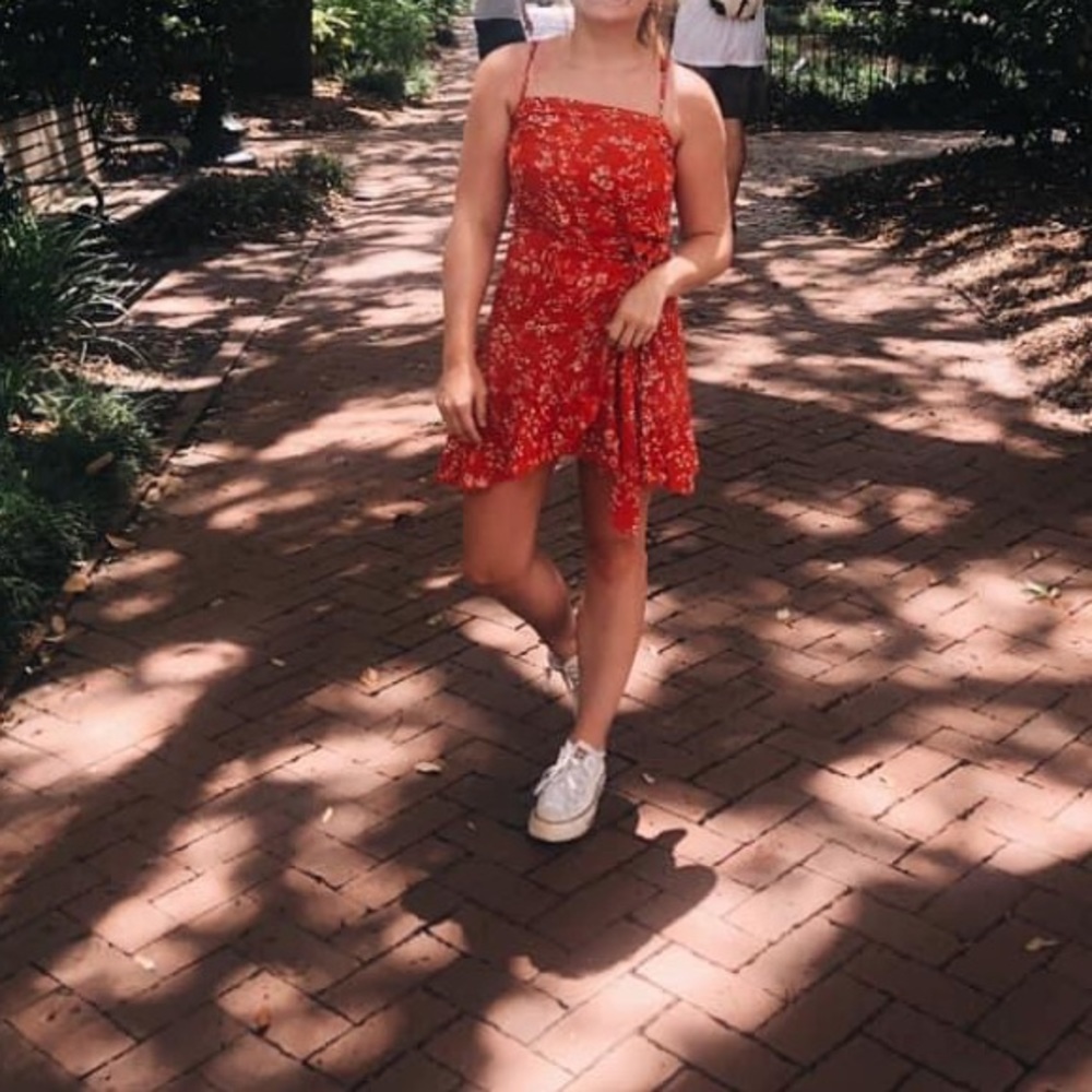 Floral tie mini dress